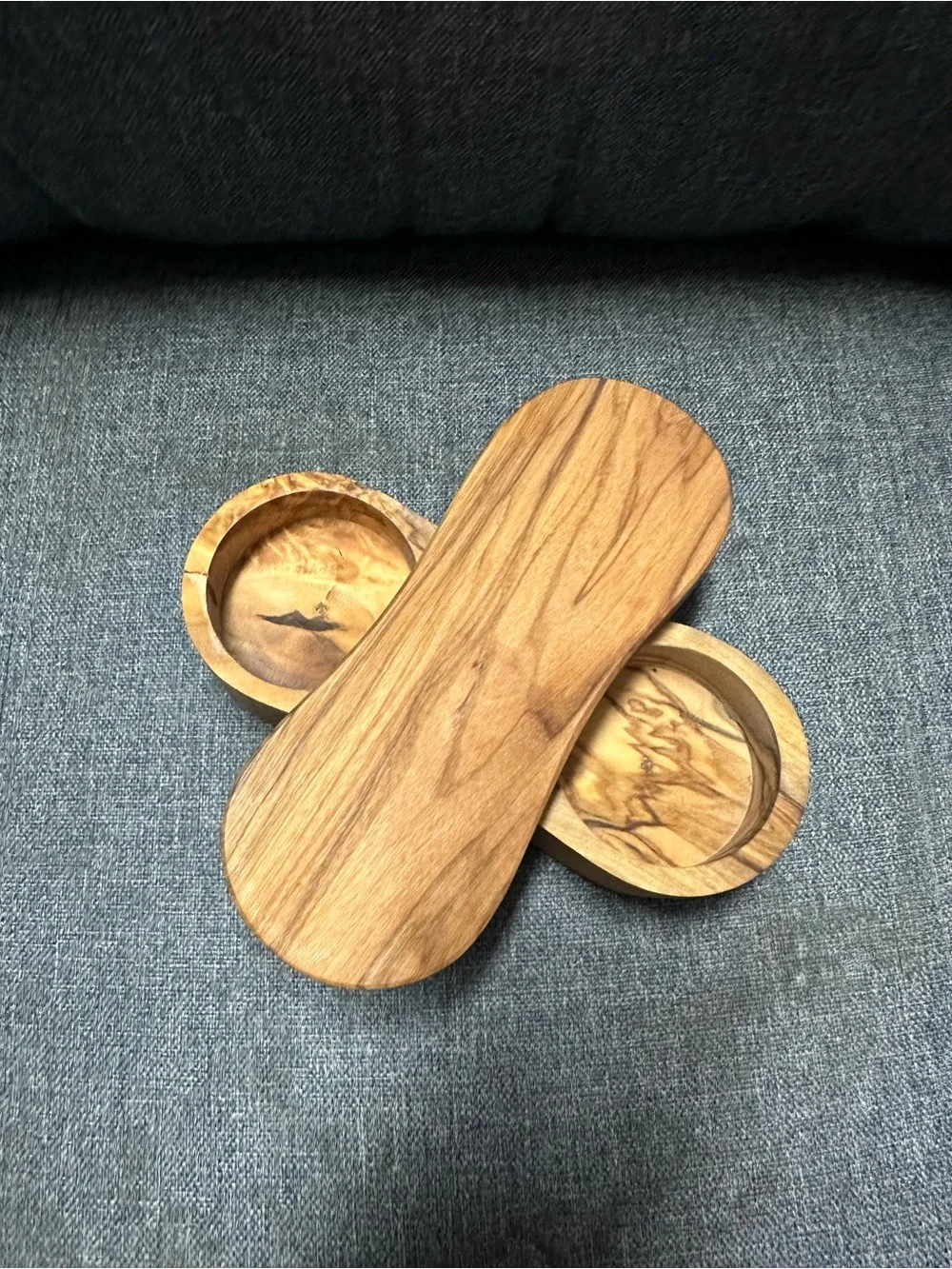 Olive Wood Salt and Pepper Keeper - Natural Wood Grain